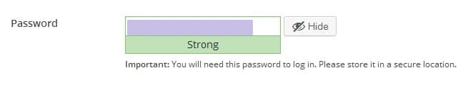 WordPress password generator screenshot