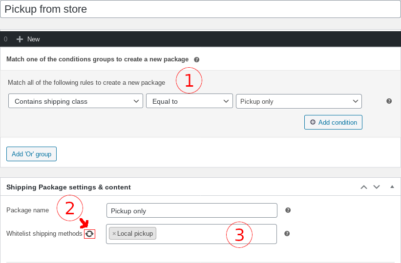 Screehshot of "advanced shipping packages" plugin settings