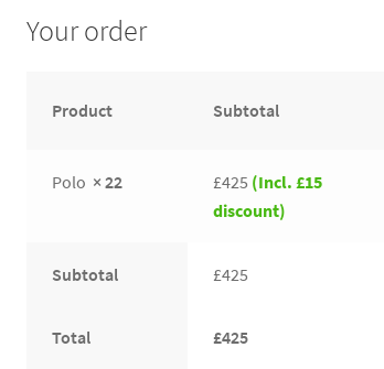 checkout screen with flat discount