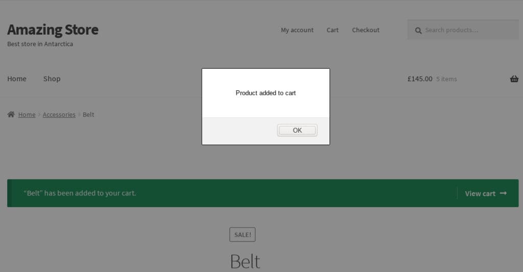 product add to cart popup