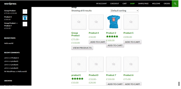 default Woocommerce product page